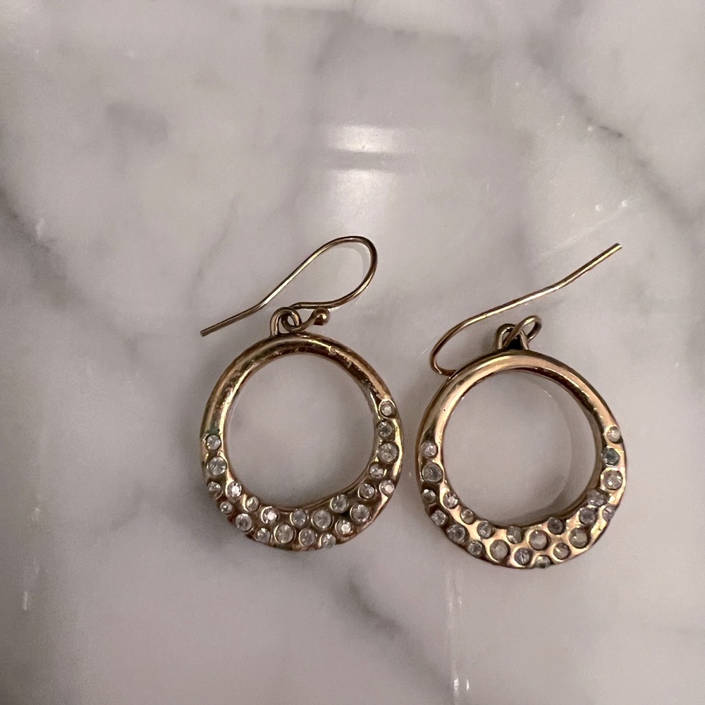 Alexis Bittar gold plated drop earrings with pave crystals